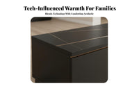 TV Cabinet Solid Wood Board Construction Sintered Stone Top TV Stand Cable Management Extendable Media Cabinet