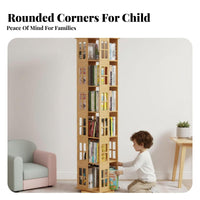360-Degree Rotation Rotating Book Tower Modern Minimalist aesthetic Revolving Multi-Tier Shelf Floor-Standing bookcase Space-Saving for Children, Students, Families, Small Spaces, Bedroom, Home Office, Corner