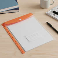 A4 Transparent Document Folder with Snap Button Closure and Card Slot, Multi-Color File Organizer for Students