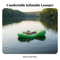 Inflatable Water Lounger with Canopy Foldable Design Buoyant Lounger with Heavy Duty Material Inflatable Water Hammock for Adults, Beach