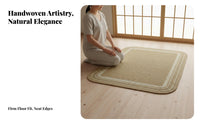 Long-Lasting Round Woven Rug Farmhouse Decor Hand Woven Circular Rug Versatile Braided Straw Mat for Interior Decorators, Meditation Practitioners, Living Room, Bedroom, Indoors, Hallway