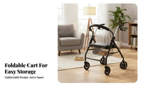 Built-in Storage Mobility Aid with Seat and Basket Safety Braking System Rollator Mobility Aid Lightweight Elderly Shopping Cart Sturdy Frame for Seniors, Rehabilitation Patients, Walking, Daily Use, Indoors, Outdoors