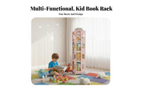 360-Degree Rotation Revolving Book Tower Mobile Design rotating Book Tower Space Saving children's Furniture Large Capacity for Toddlers, Students, Parents, Playroom, Nursery, Kindergarten, Study Room