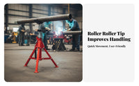 Adjustable Pipe Stand High Load Capacity Roller Head Pipe Stand Secure Latch for Pipefitters, Construction Workers, Workshops, Job Site, Factory