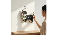 Swinging Tail Shiba Inu Clock Printed Numerals Decorative Dog Clock Glossy Face Home Decor Cute for Living Room, Pet Shop