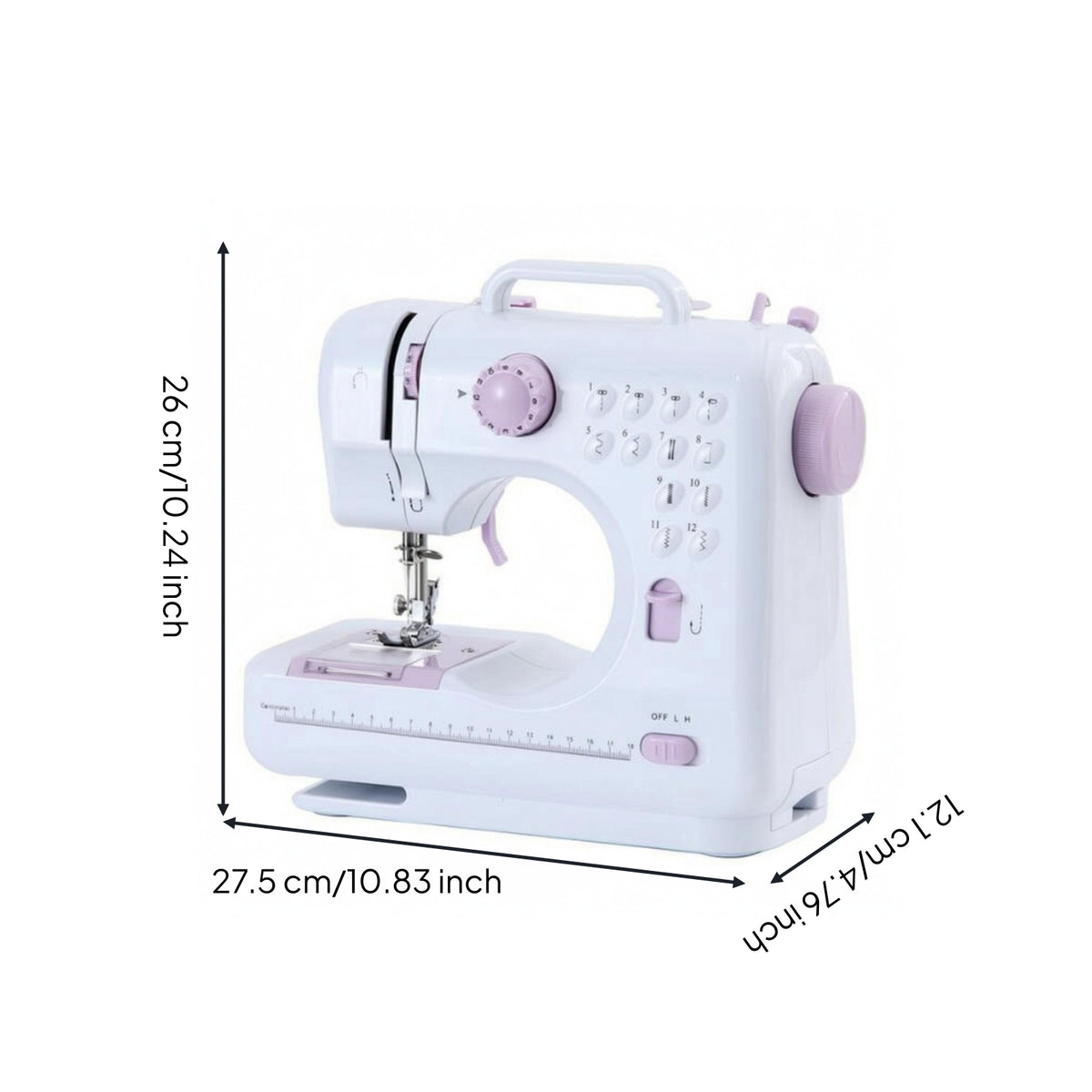 Built-in Handle Mini Electric Sewing Machine Open Arm Portable Sewing Machine 12 Stitch Patterns Craft Tool Automatic Thread Winding
