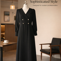 Maxi Dresses for Women Plus Size with V-Neck Design, Long Sleeve Polyester Dress for Occasions, Flared Fit up to 5XL for Comfort