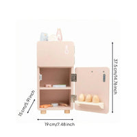 Wooden Play Refrigerator Rounded Edges Wooden Toy Fridge Ice Maker Feature Children's Kitchen Fridge for Children
