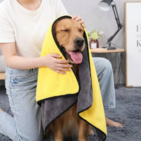 2 Pack Dog Towel and Microfibre Towel, Super Absorbent Dog Towel for Bathing, Thickened Yellow and Gray Pet Drying Microfiber for Small Animals