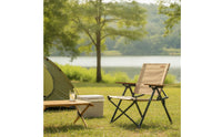 Outdoor Chair with Wooden Armrests Portable Folding Chair Foldable for Campers, Anglers, Camping, Picnics, Fishing