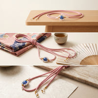 Decorative Braided Obi Tie with Bead Ornament Traditional Koshihimo Elegant Kimono Sash Easy to Wear for Festivals