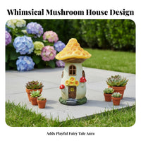 Automatic On/deactivate Solar Toadstool House Light Wireless Solar Toadstool House Weather-Resistant Resin Fairy Garden Light Waterproof for Patio, Lawn, Balcony, Pathway
