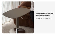 Italian Design Rotating raiseTop circular table Height-Adjustable Nightstand Multi-Functional Indoor Furniture Space-Saving for Apartment Dwellers, Residents, Adults, Living Room, Small areas, Home Office, Reception Area