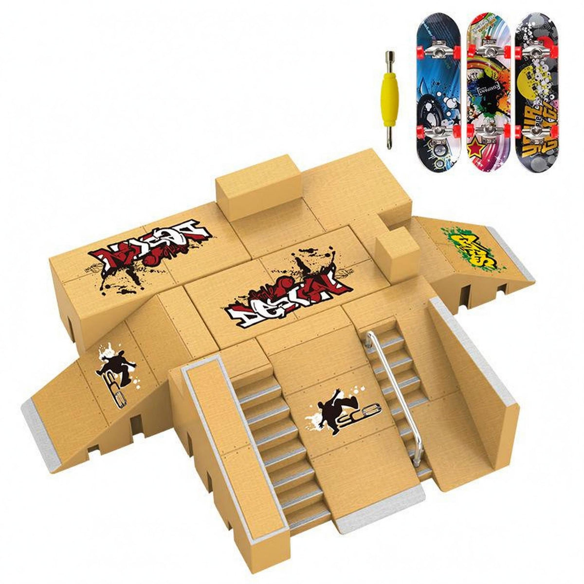 Finger Skateboard Training Park Metal Handrails Miniature Sports Set