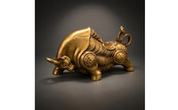 Bull Figurine Bronze-Colored Astrological Ornament Compact Bull Statue for Office Desk