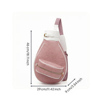 Tennis Racquet Bag Front Pocket Teardrop Athletic Carryall Buckle Detail for Pickleball