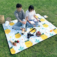Picnic Blanket with Soft Flannel Top and Rolled Straps, Waterproof Play Mat for Outdoor Use, Large Camping Mat, Machine Washable Beach Blanket