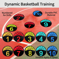 16x Numbered Training Discs, 23cm Flat Cones, Bright Hue Sports Markers for Agility, Kids Training, Practice Equipment