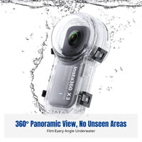 Transparent Dive Case for 360 Camera, 360° Full Coverage, Waterproof Housing, Unobstructed View