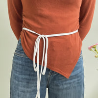 Soft Cotton Tie Belt Slim Narrow Waist Belt Skinny Waist Strap Lightweight for Women, Dresses, Casual Wear