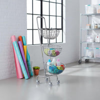 Kitchen Vegetable Trolley With Wheels 3 Tier Rolling Cart Space Saving Rolling Storage Baskets for Pantry