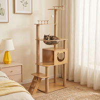 Feline Activity Center with Transparent Bowl Multi Level Cat Tree for Apartment