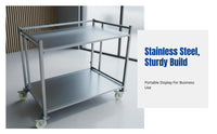 Portable Stainless Steel Display Stand, Mobile Promotion Table, Snack Tasting Cart for Supermarket, Advertising, Street Vendor
