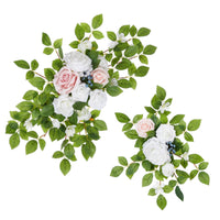 Draped Wedding Arch Flowers with Textile White Floral Swag with Greenery Lightweight Artificial Flower Swag Reusable for Brides