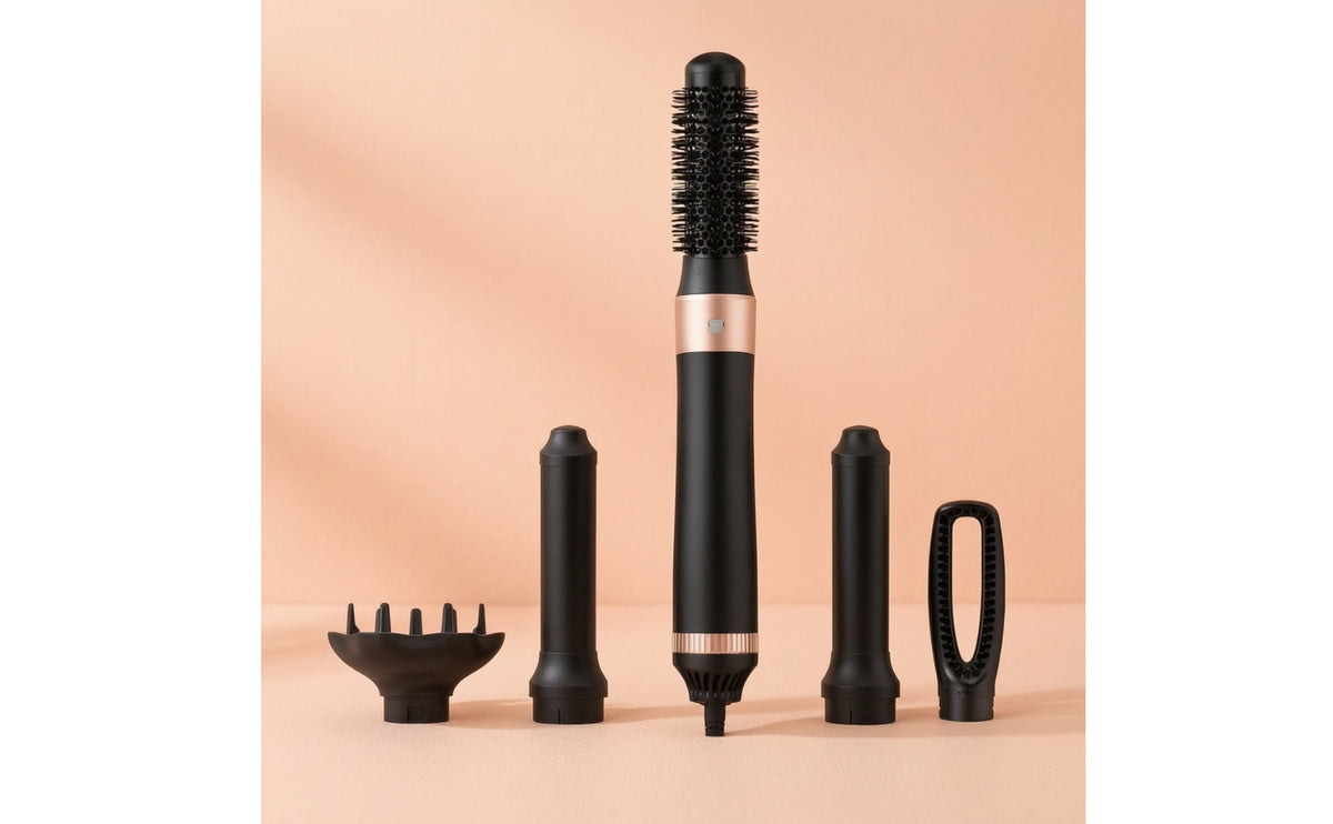 Volumizing 5-in-1 Hair Styler Detachable Hair Dryer Brush Smooth Air Curler Less Frizz for Travel