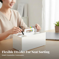 Desktop Storage Organizer with Handle Removable Dividers Portable Makeup