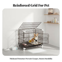 Easy to Clean Dog Enclosure with Toilet Tray Rust-Proof Heavy Duty Dog Crate 360° Caster Wheels Heavy Duty Pet Kennel Multi-Door Entry for Cat Owners, Indoor