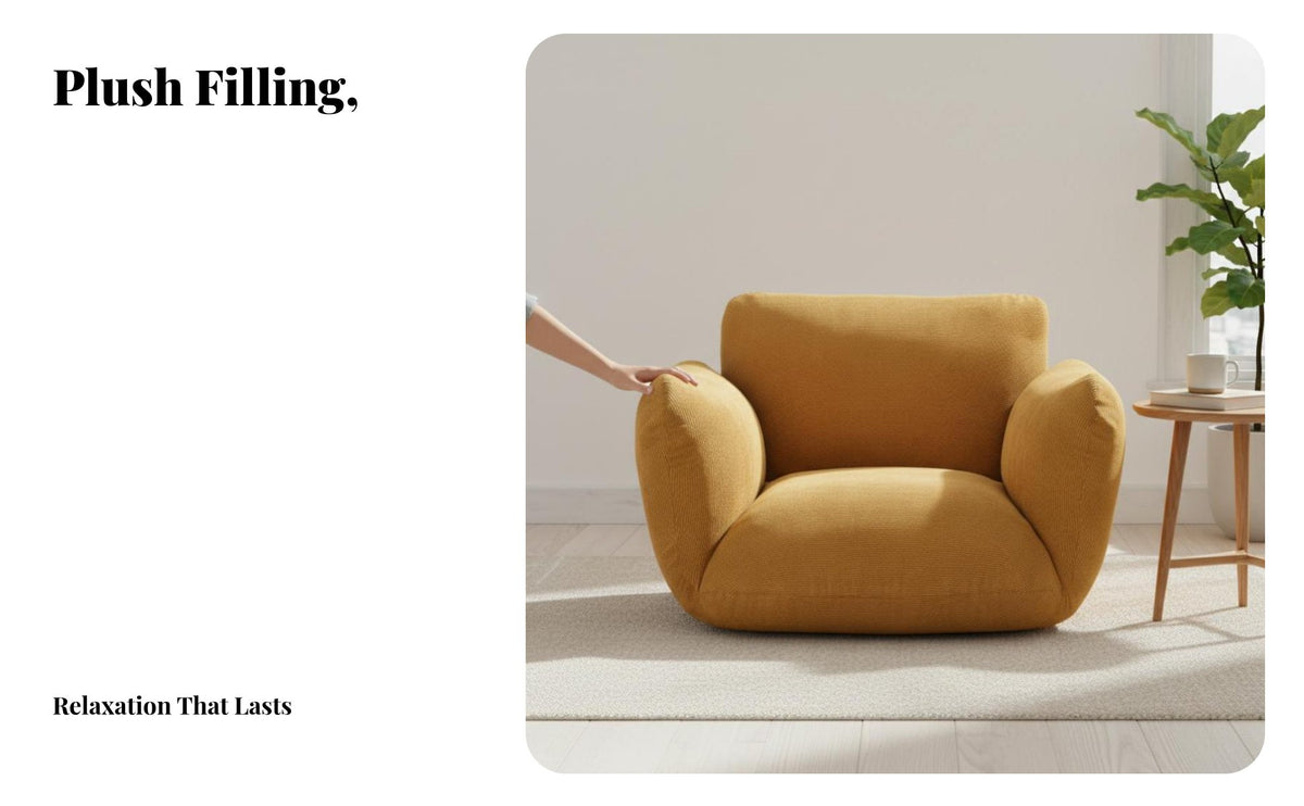 Minimalist Design Upholstered Single Sofa Thickly Cushioned Upholstered Accent Chair exceptionallySoft Cushioning Living Room Seating Sturdy Construction for Homeowners, Adults, Readers, Balcony, Bedroom, perusing corner, Apartment