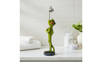 Showering Frog Statue Creative Design Bathing Frog Sculpture House Decoration Handmade Craft for Desktop, Garden