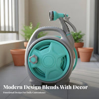 Hose Reel Cart with Spray Nozzle Manual Crank for Gardeners, Car Washers, Yard, Patio, Balcony