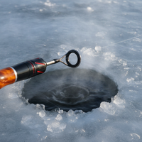 High Carbon Flat Tail Ice Fishing Rod Set with Large Guide Rings and Portable Ice Auger