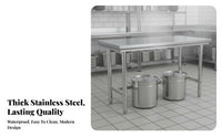 Stainless Steel Work Table Easy to Clean Restaurant Cutting Table Rust Resistant Kitchen Furniture for Caterers, Chefs, Bakery, Workshop, Laundry Room