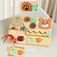 Natural Wood Child-Led Learning Busy Board Sensory Wooden Busy Board Interactive Toy Safe for Children, Home, Preschool
