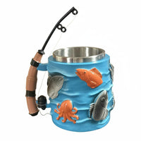 Unique Gift Fishing Rod Handle Mug Creative Design Fishing Theme Mug Beer Stein for Fishermen, Anglers
