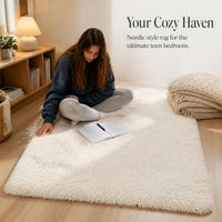 Nordic Style Shaggy Faux Fur Area Rug for Bedroom Living Room