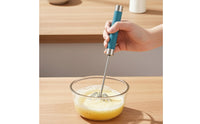 Semi-Automatic Egg Beater Press-Style Push Whisk Manual Rotary Whisk with Stainless Steel Head for Home Home Cooks, Pastry Making, Kitchen