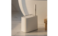 Small Slim Bathroom Trash Can Disposable Trash Can with Toilet Brush and Holder Replaceable Bathroom Wastebasket with Toilet Brush Concealed for Washroom