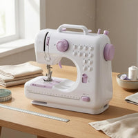 Built-in Handle Mini Electric Sewing Machine Open Arm Portable Sewing Machine 12 Stitch Patterns Craft Tool Automatic Thread Winding