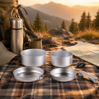 Camping Cookware, Frying Pan Set, Aluminum Alloy, Lightweight Compact, 2000W, Portable Cooking Utensils
