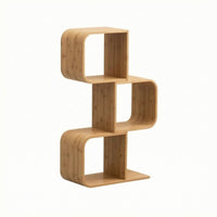 S-Shaped Storage Shelf Compact Bamboo Storage Rack Slim for Small Areas