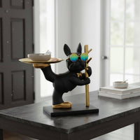 French Canine Key Tray Multi-Functional French Canine Statue Versatile Decor Key Holder Figurine for Living Room, Desktop