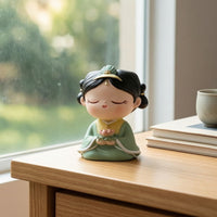 Tabletop Candle Holder Figurine Cute Girl Figurine with Candle Cup Compact Decor Accent Charming for Desk, Bedroom