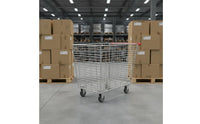 Heavy Duty Galvanized Supermarket Trolley 4 Wheels Warehouse Trolley Rust Resistant Storage for Retailers