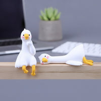 2 Pieces Duck Figurines Adorable Display Toppers Mini Ornaments for Office Workers, Teens