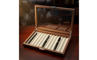 Wooden Pen Storage Box with Transparent Lid Desktop Pen Display Box Rectangular Organizer Luxury for Office