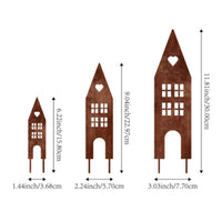 3 Pieces House-Shaped Garden Stake Hanging Hole Decorative House Stake Easy to Install Yard Ornament